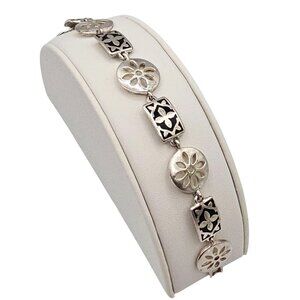 Liz & Co. Silver Tone Sunburst Floral Open-Worked Medallion‎ Charm Bracelet